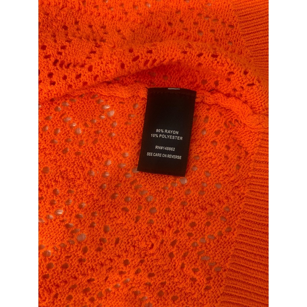 (H-237)Torrid Womens Orange Open Knit Cardigan Sweater Size 2X Plus Short Sleeve - Picture 8 of 9